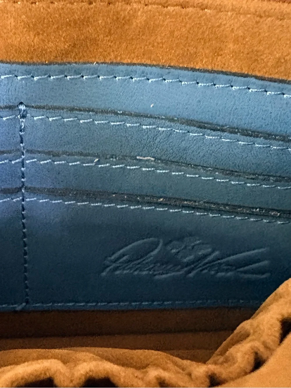 Patricia Nash Lanza Tooled Leather Crossbody Bag Blue Floral Whipstitch